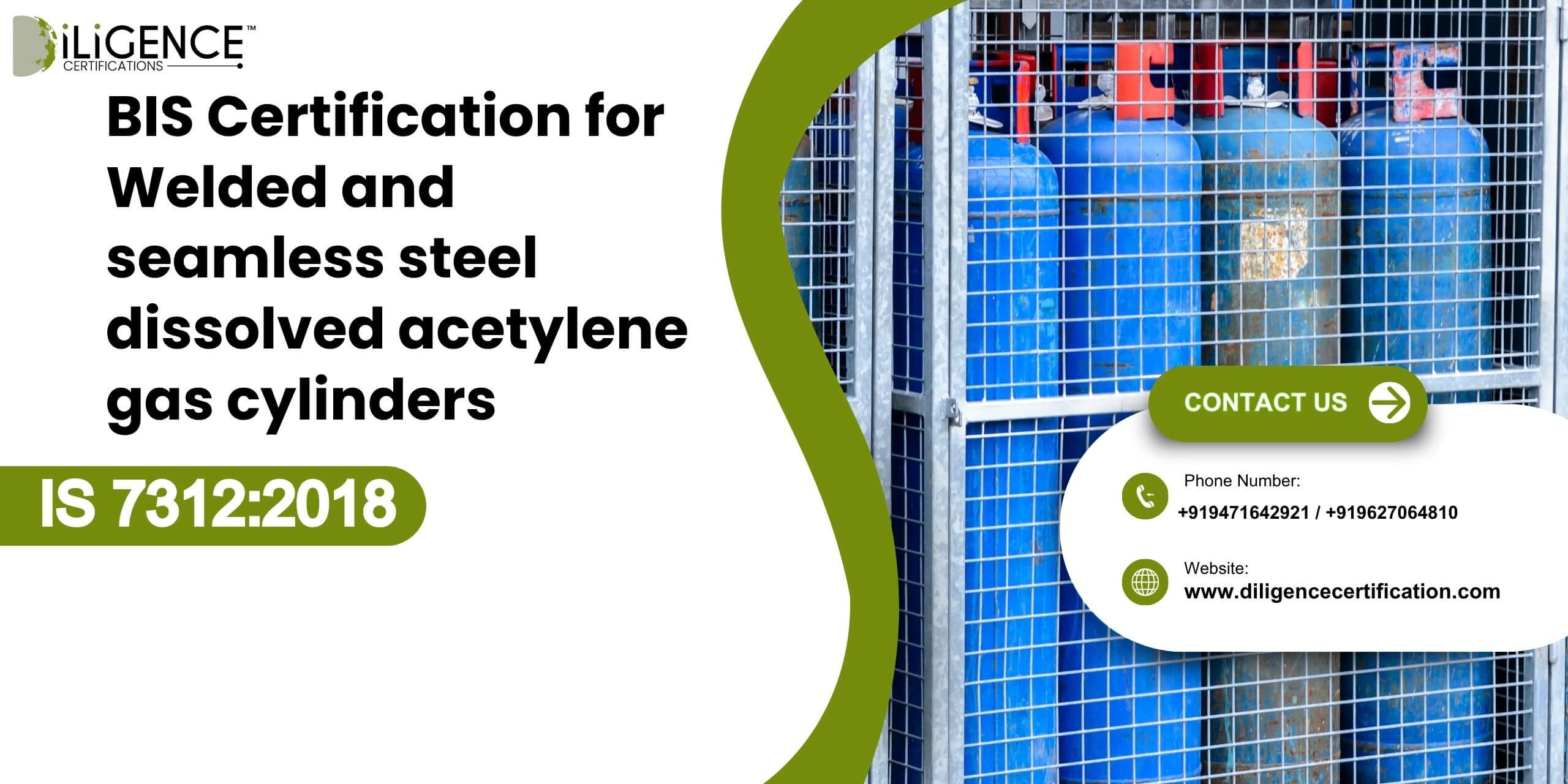 BIS Certification for Welded and seamless steel dissolved acetylene gas cylinders