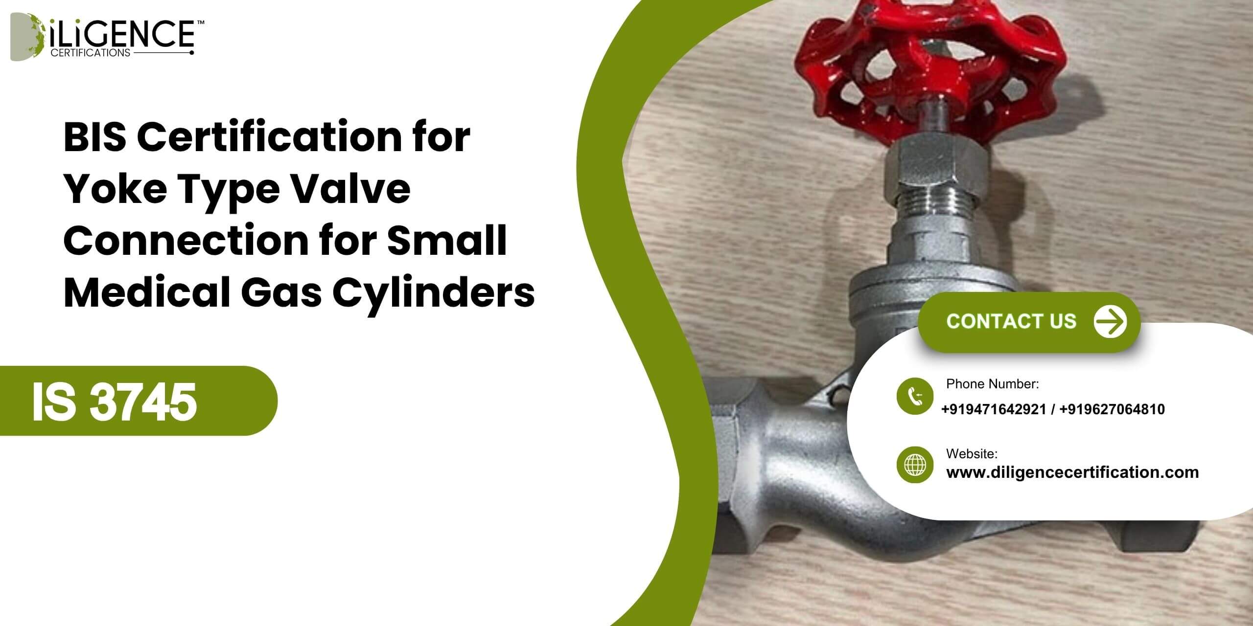BIS Certification for Yoke Type Valve Connection for Small Medical Gas Cylinders
