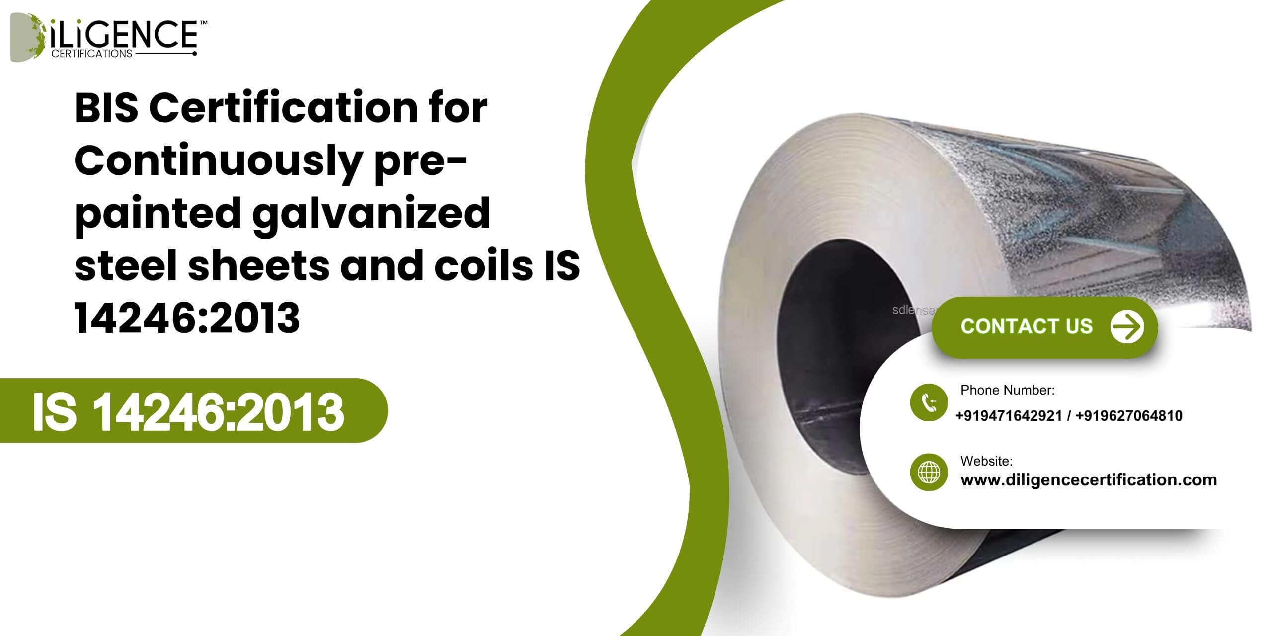 BIS Certification for Continuously pre-painted galvanized steel sheets and coils IS 142462013