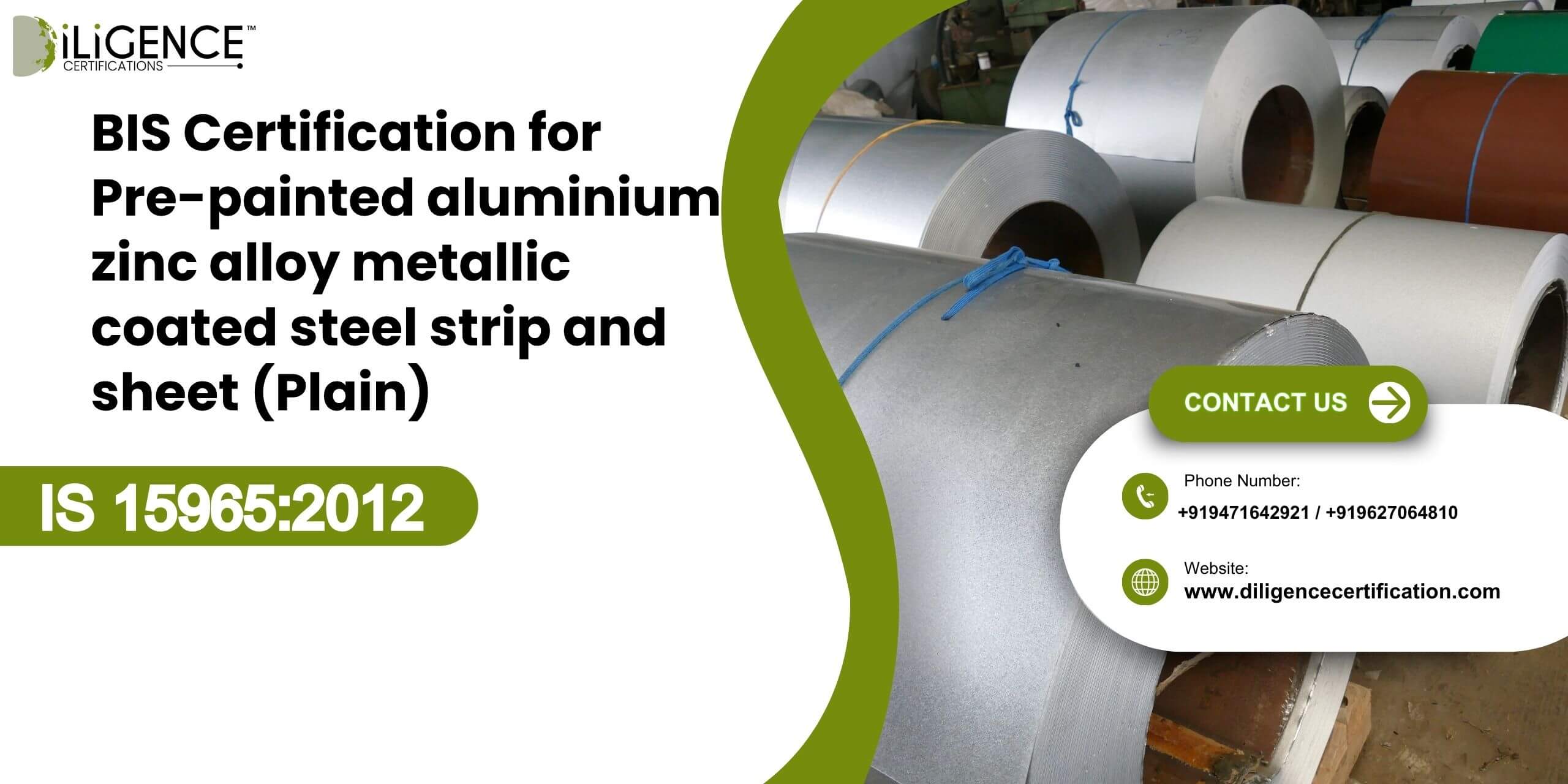 BIS Certification for Pre-painted aluminium zinc alloy metallic coated steel strip and sheet (Plain) IS 159652012