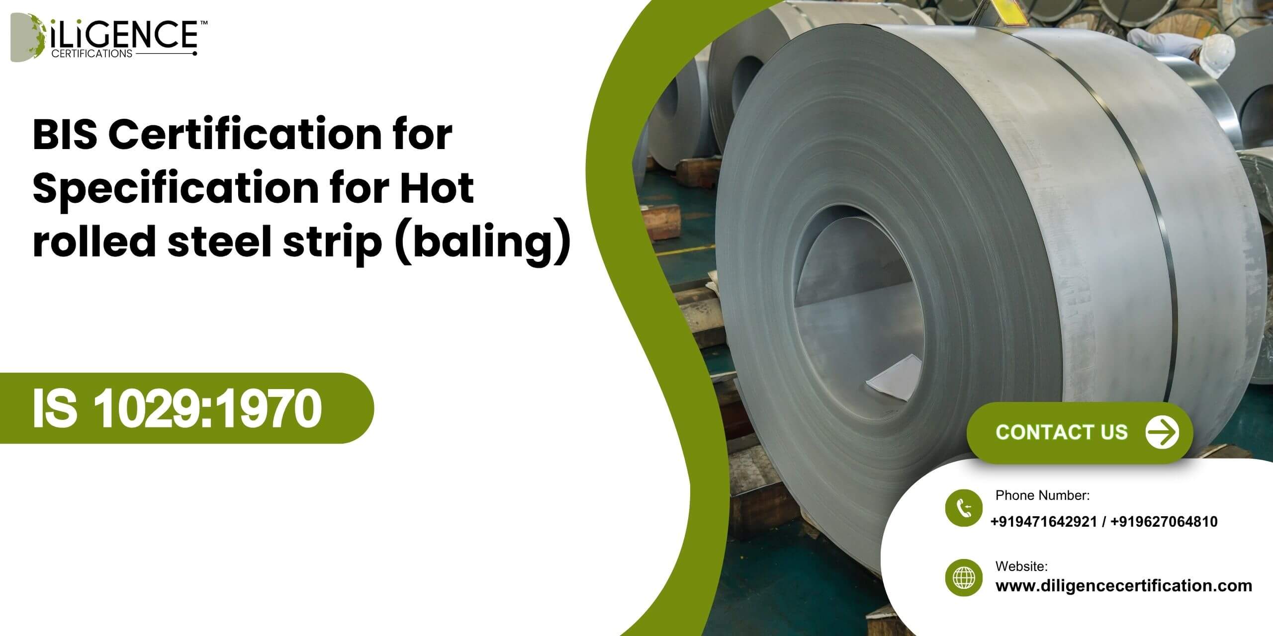 BIS Certification for Specification for Hot rolled steel strip (baling) IS 10291970