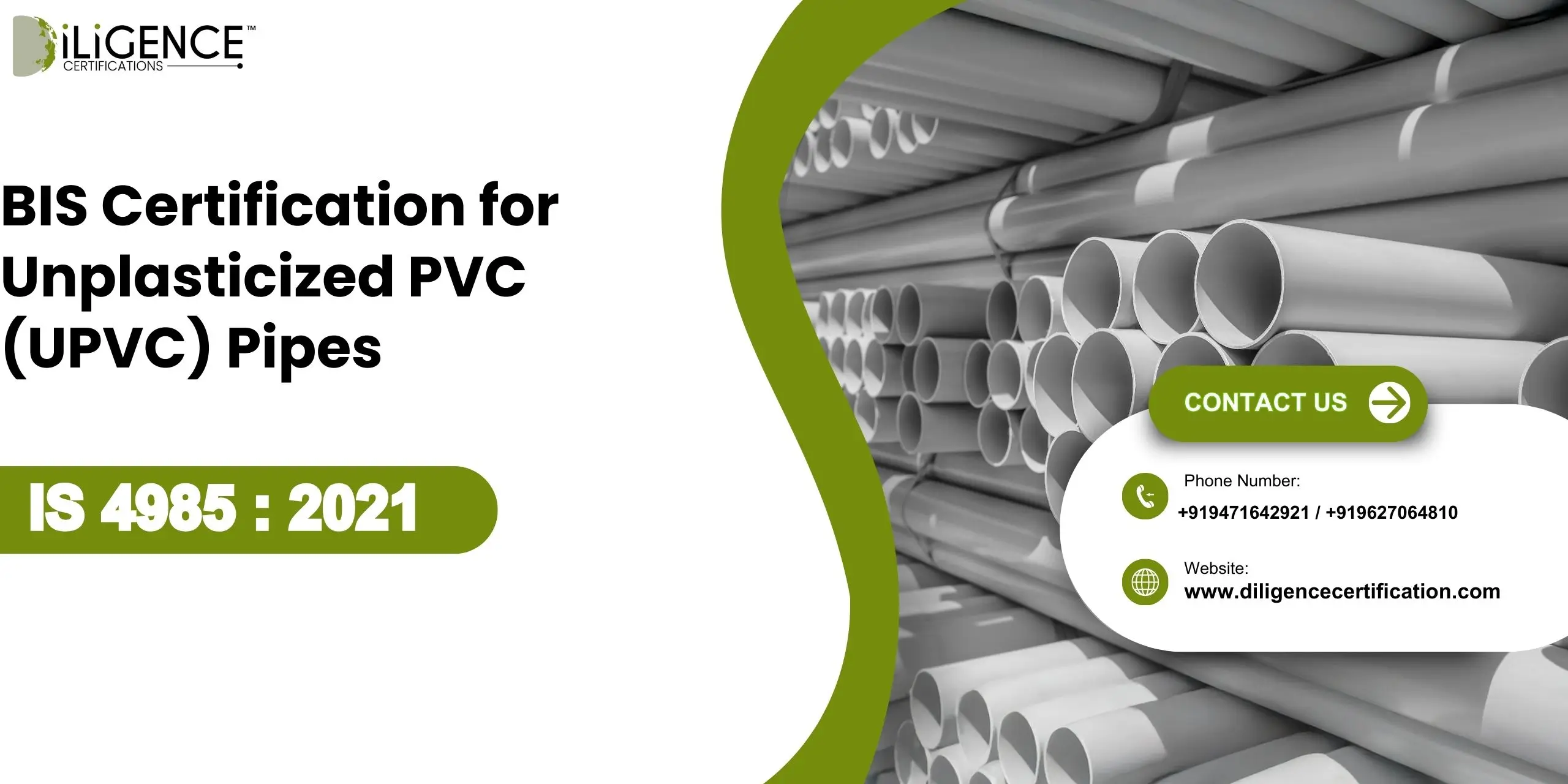 BIS Certification for Unplasticized PVC (UPVC) Pipes IS 4985 : 2021