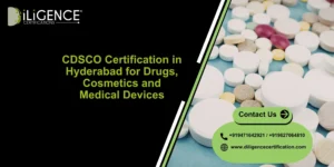 **SEO Alt Text:** CDSCO Certification in Hyderabad services by Diligence Certification for drug, cosmetic, medical device, and healthcare product approval.