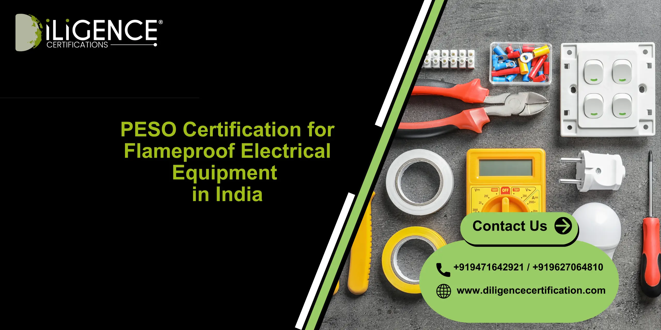 PESO for Flameproof Equipment certification support by Diligence Certification for hazardous area electrical safety in India.