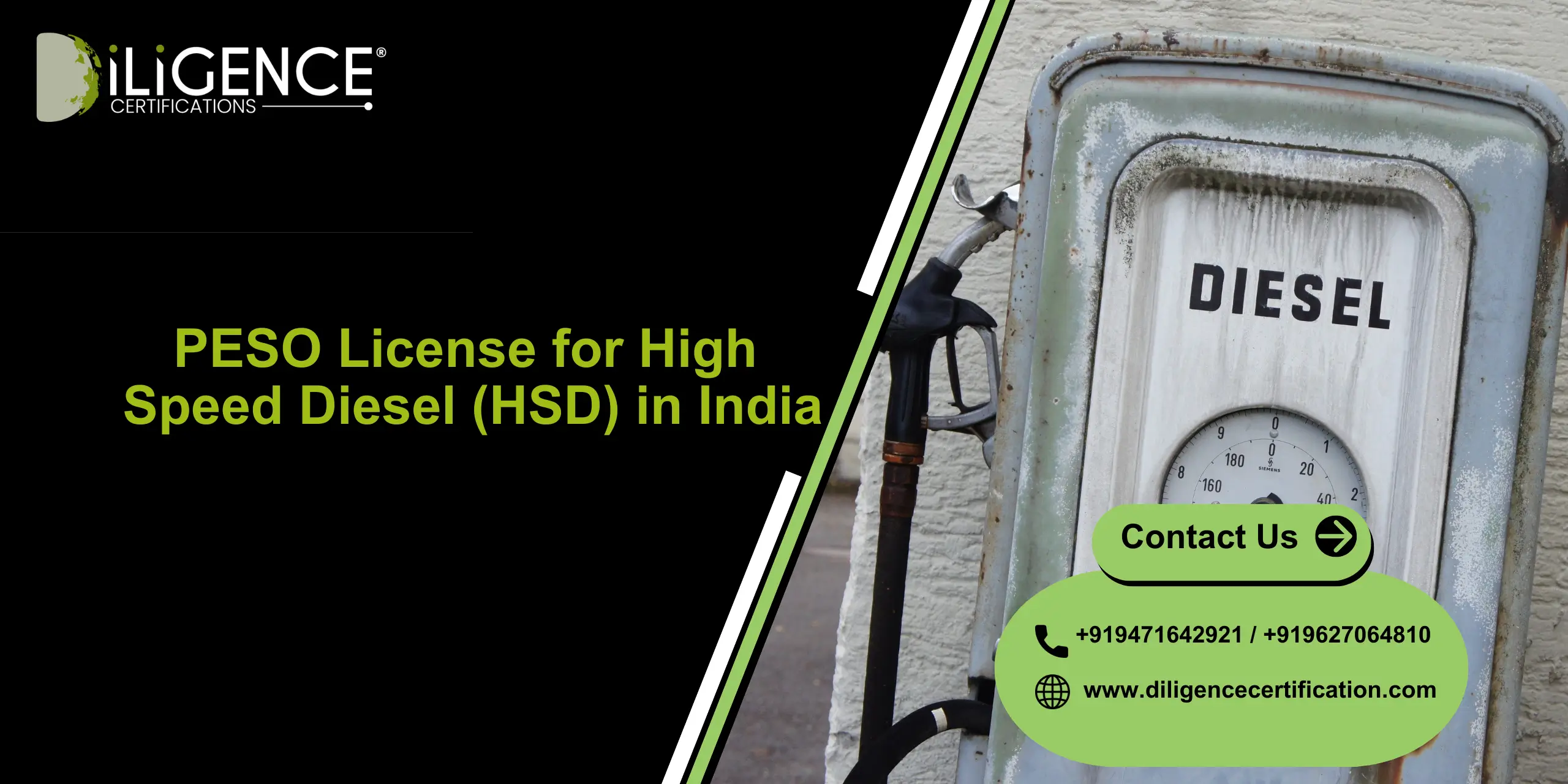 PESO License for High Speed Diesel by Diligence Certification for safe HSD storage and diesel compliance in India