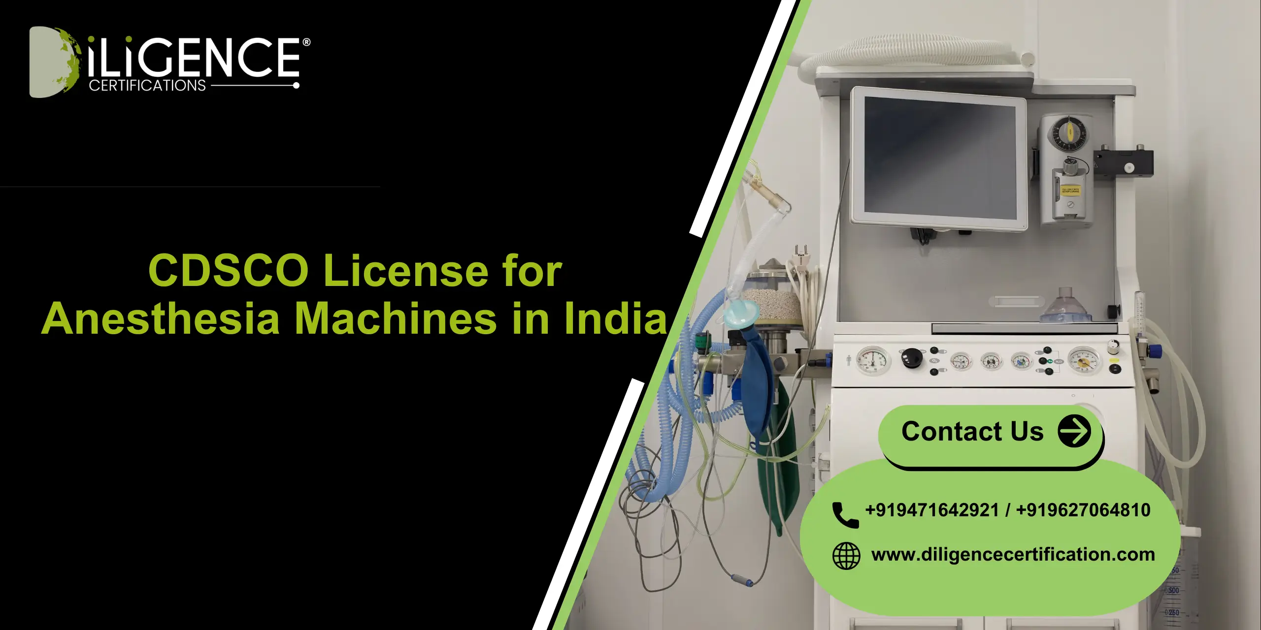 CDSCO for Anesthesia Machines in India with Diligence Certifications, best consultancy for medical device licensing and compliance support.