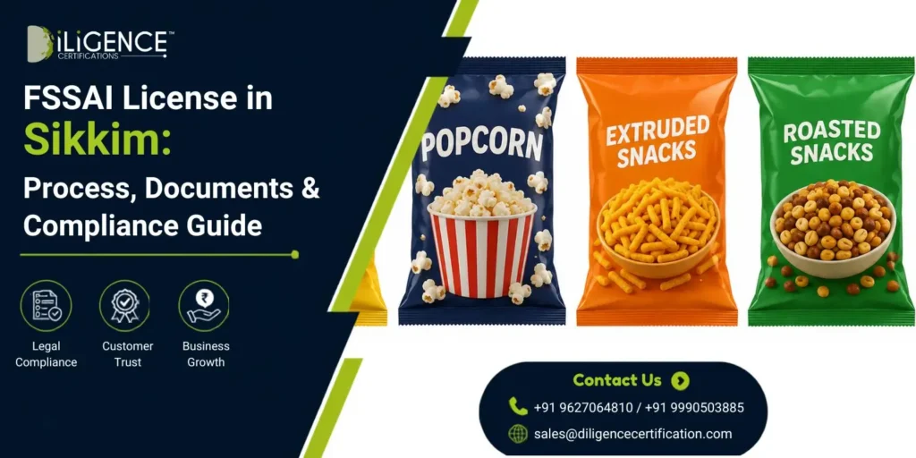 Fssai Licence in Gujarat Packed chips, popcorn, extruded snacks, and roasted snacks in colorful retail packaging on a clean white background, ideal for FSSAI food product category blogs.