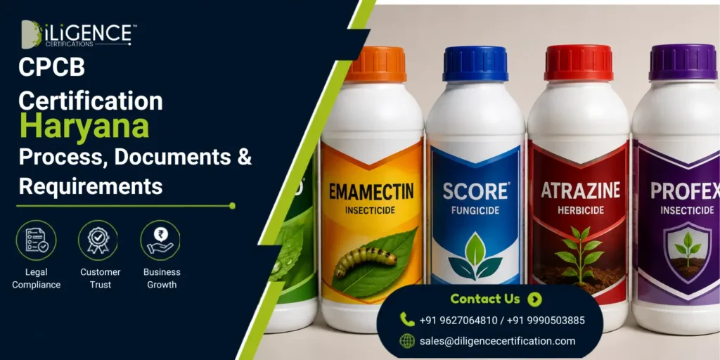 CBCP Certification in Haryana – Pesticide products including insecticide, fungicide, herbicide, and agricultural crop protection bottles displayed in professional packaging on a clean white background for CBCP certification and regulatory compliance blog.