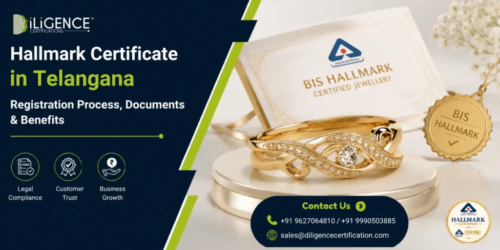 Hallmark Certificate in Telangana with BIS certified gold jewellery and registration details.