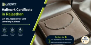 Silver hallmark anklet displayed inside a premium jewellery box for BIS Hallmark Certificate in Rajasthan promotional banner.