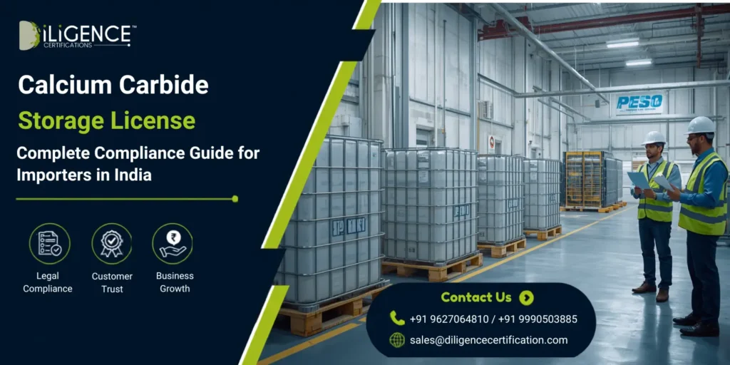 Calcium Carbide Storage License compliance inspection at industrial warehouse in India