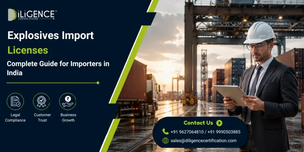 Explosives Import Licenses compliance process with PESO approval at industrial logistics facility