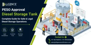PESO approval for diesel storage tank with industrial fuel storage facility.