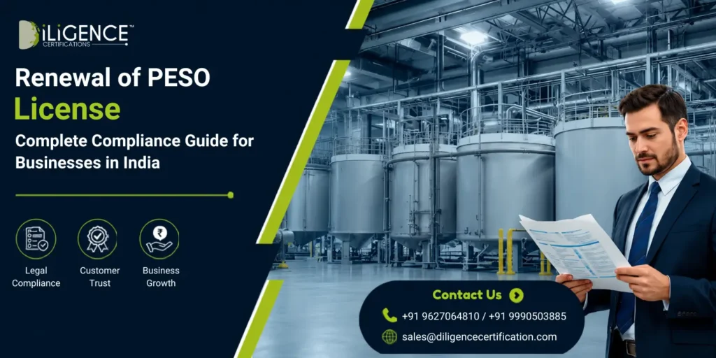 PESO License Renewal compliance review in industrial facility with safety documentation