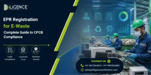 EPR Registration for E-Waste in India showing CPCB compliance, electronic waste recycling and EPR management.
