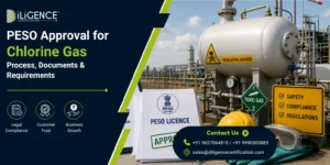 Chlorine gas storage pressure vessel with industrial safety equipment for PESO approval.