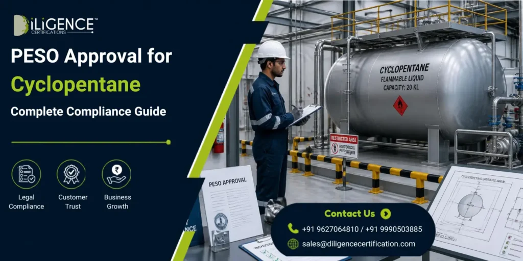 PESO Approval for Cyclopentane storage tank with industrial safety and fire protection systems