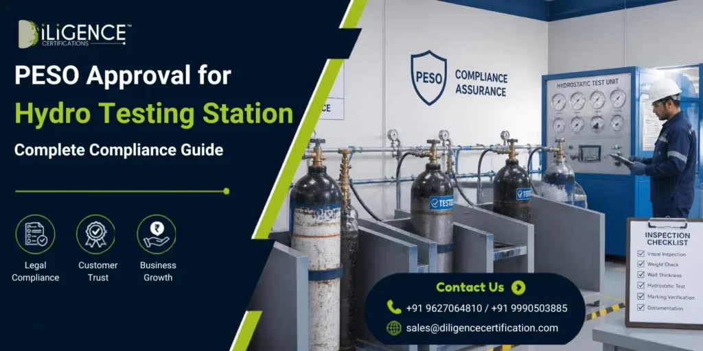 PESO Approval for Hydro Testing Station with gas cylinder hydrostatic testing equipment and safety inspection setup