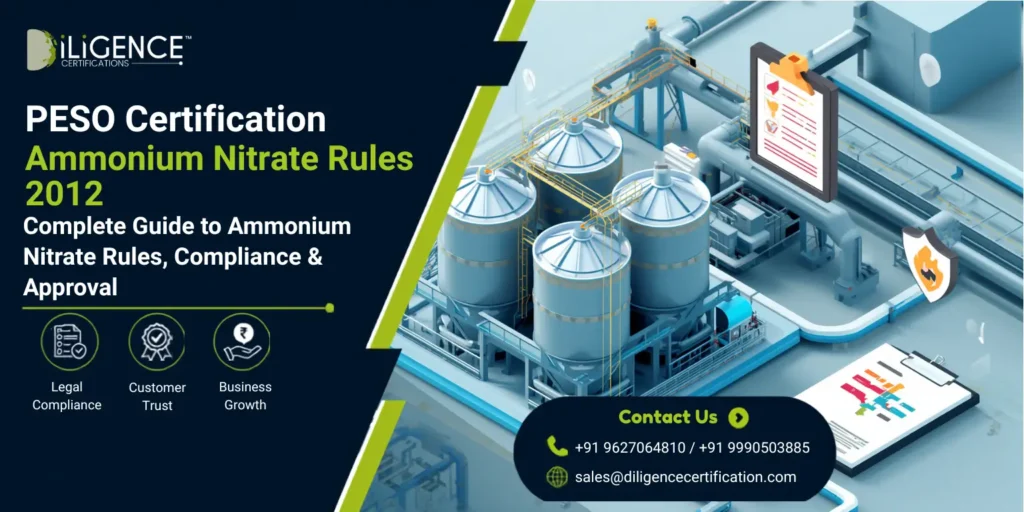 Ammonium Nitrate Rules 2012 compliance, approval, storage, transportation and safety requirements in India