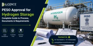 PESO Approval for Hydrogen Storage facility with hydrogen tanks and safety compliance equipment in India.
