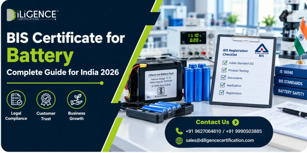 BIS Certificate for Battery in India 2026 – Battery Testing and Registration | Diligence Certifications